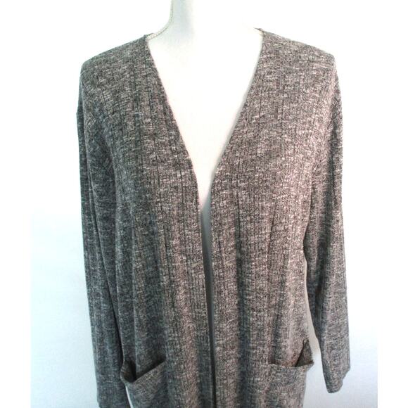 Nine West Women's Gray Long Sleeve Open Front Long Cardigan Sweater Size Small - Picture 2 of 10